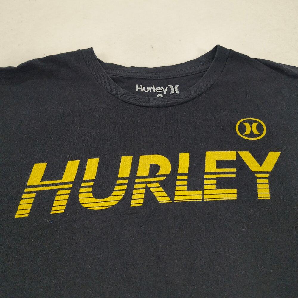 Hurley Casual Crew Neck Short Sleeve Graphic T-Shirt Mens Size M Black Yellow
